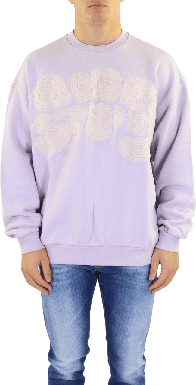 Acne Studios Heren Fyre Bubble Logo Crew Paars Geel