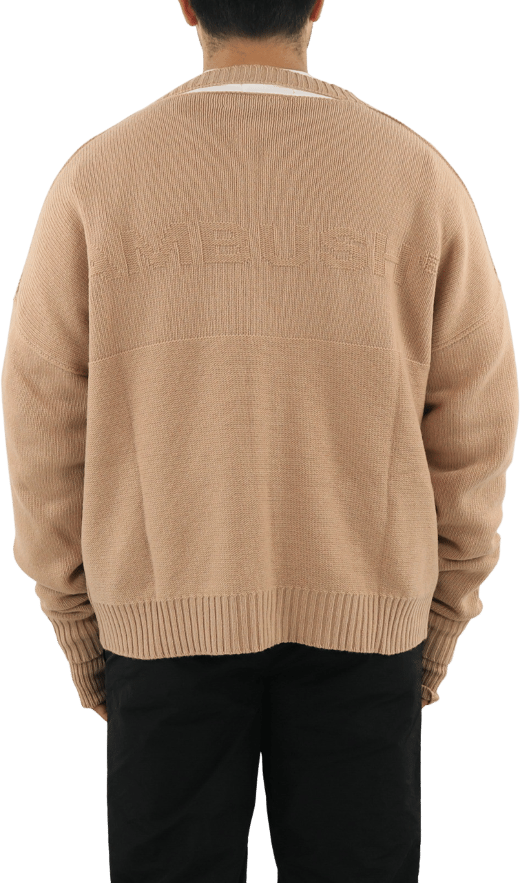 AMBUSH Heren Oversized Logo Cardigan Natur Beige