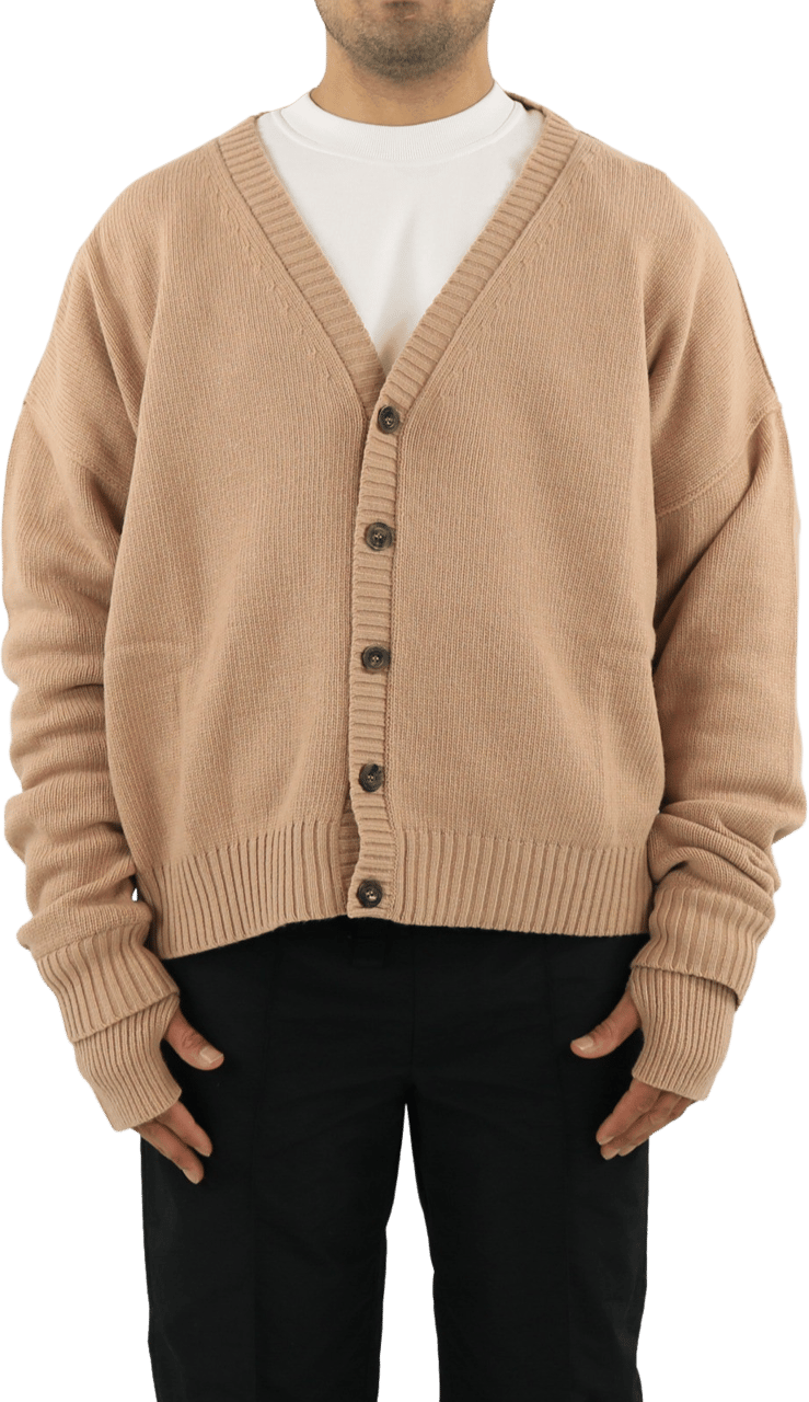 AMBUSH Heren Oversized Logo Cardigan Natur Beige