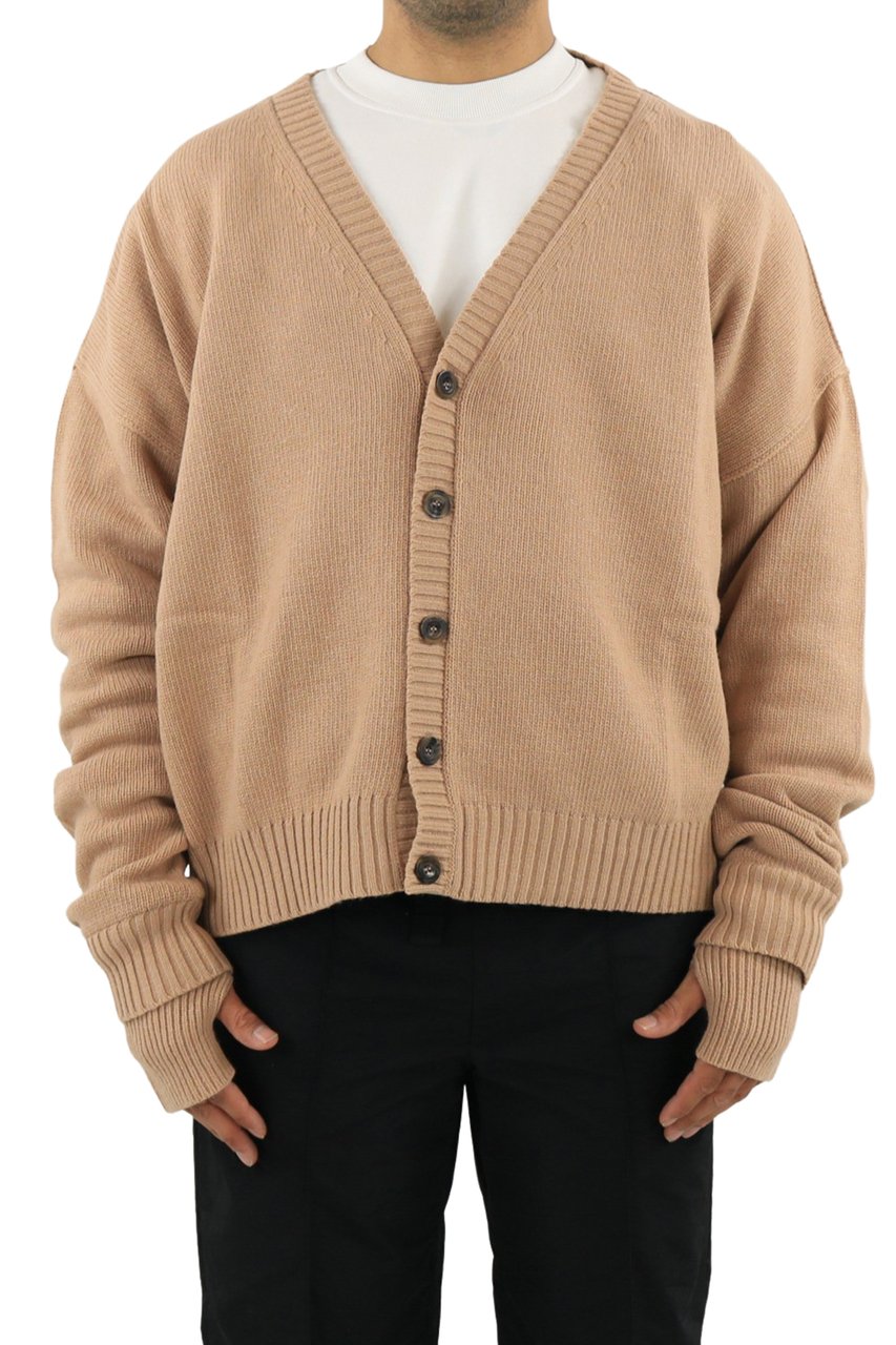 AMBUSH Heren Oversized Logo Cardigan Natur Beige