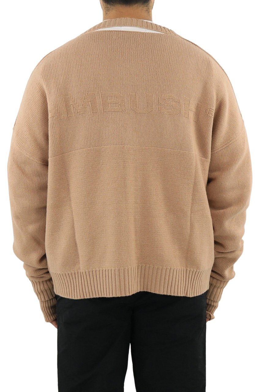 AMBUSH Heren Oversized Logo Cardigan Natur Beige