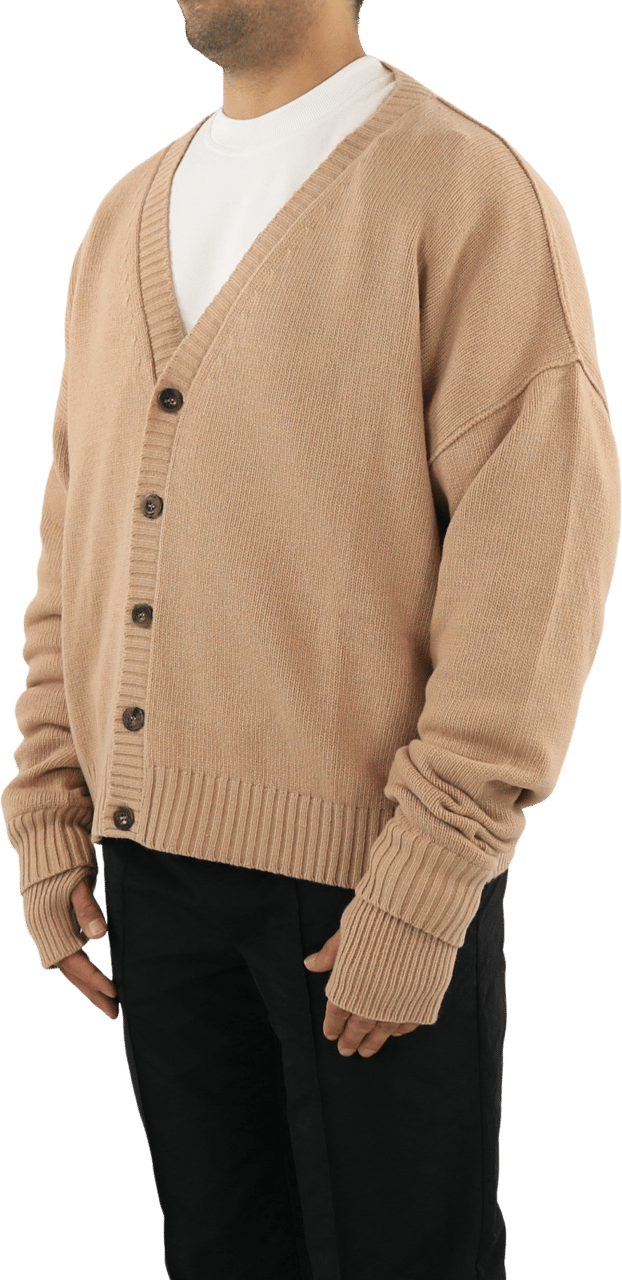 AMBUSH Heren Oversized Logo Cardigan Natur Beige