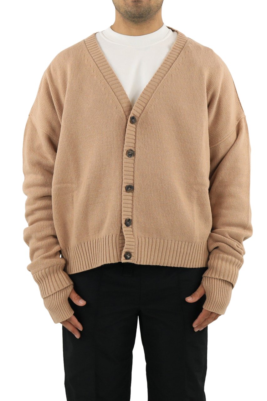 AMBUSH Heren Oversized Logo Cardigan Natur Beige