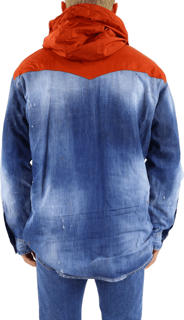 Dsquared2 Heren Denim Hooded Jack Blauw/Rood Blauw