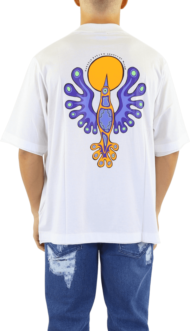 Marcelo Burlon Heren Sunset Bird Dbl Hem Over Tee Wit