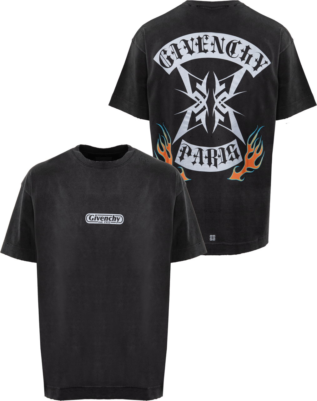 Givenchy Heren Flames Logo T-Shirt Zwart Zwart