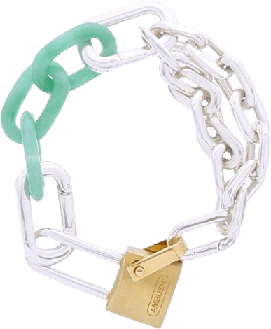 AMBUSH Heren Stone Chain Padlock Bracelet S Zwart