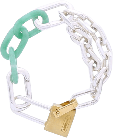 AMBUSH Heren Stone Chain Padlock Bracelet S Zwart