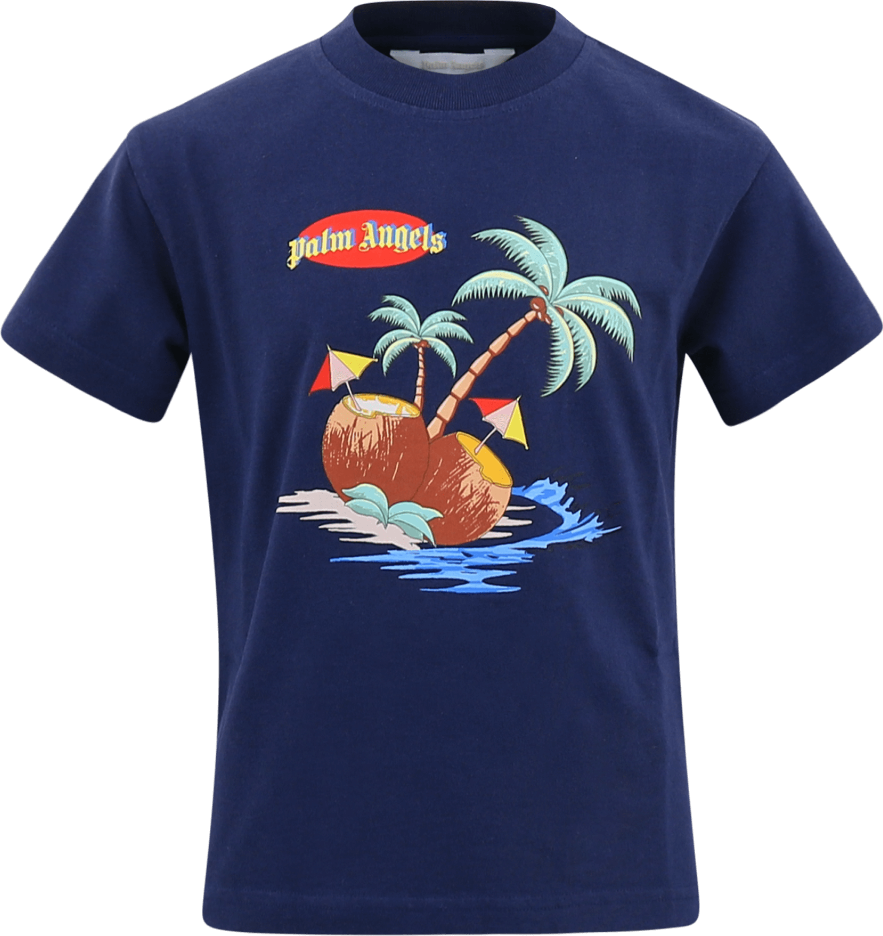 Palm Angels Kids T-Shirt Coconut Navy Blue Bro Blauw