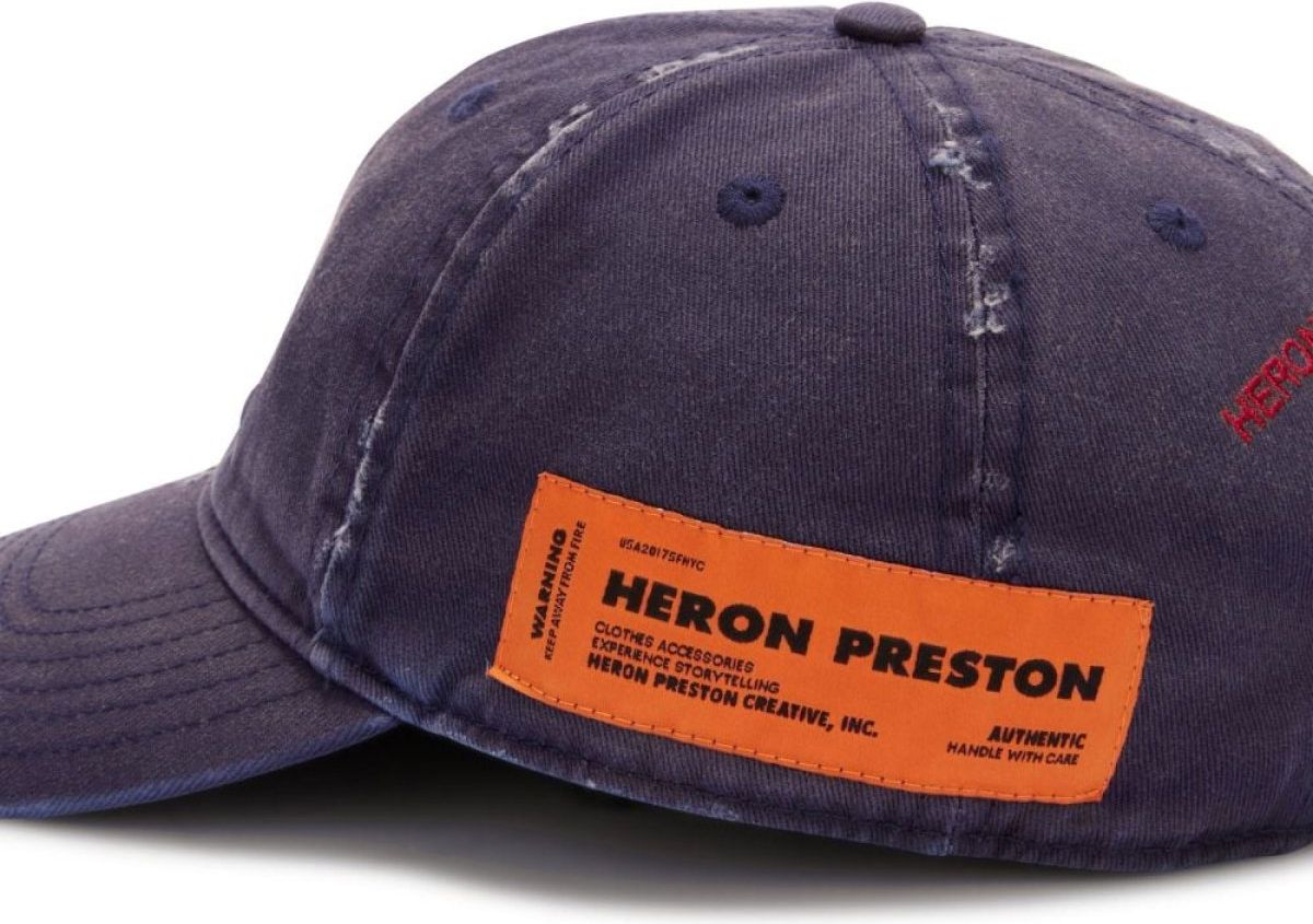 Heron Preston Stfu Distressed Logo Baseball Cap Blauw