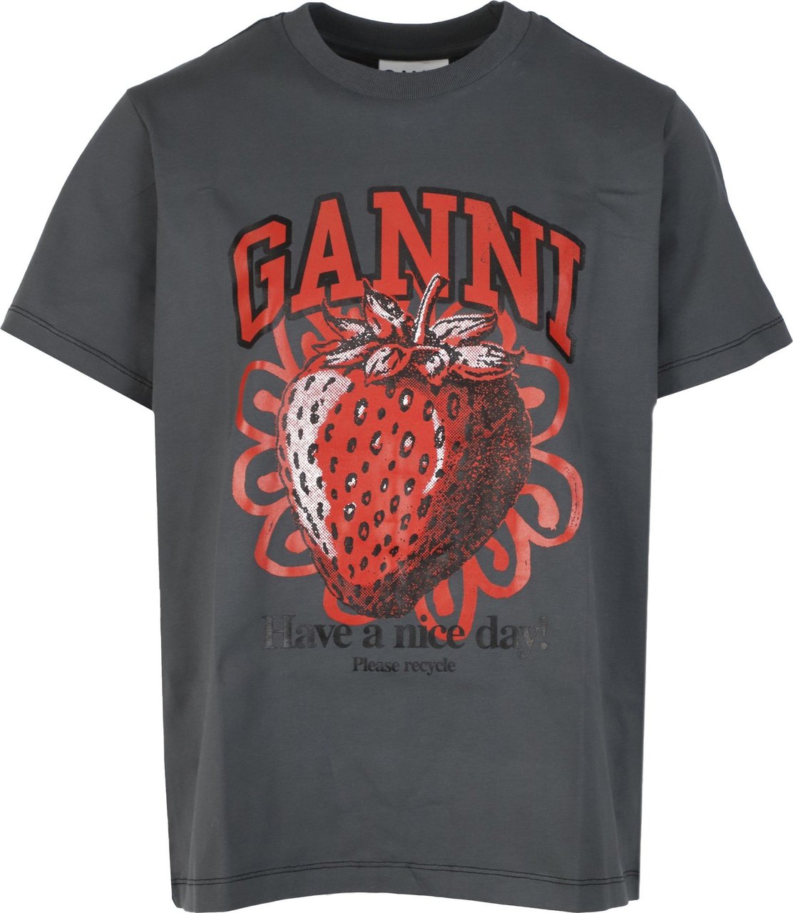 Ganni T-shirts And Polos Black Zwart