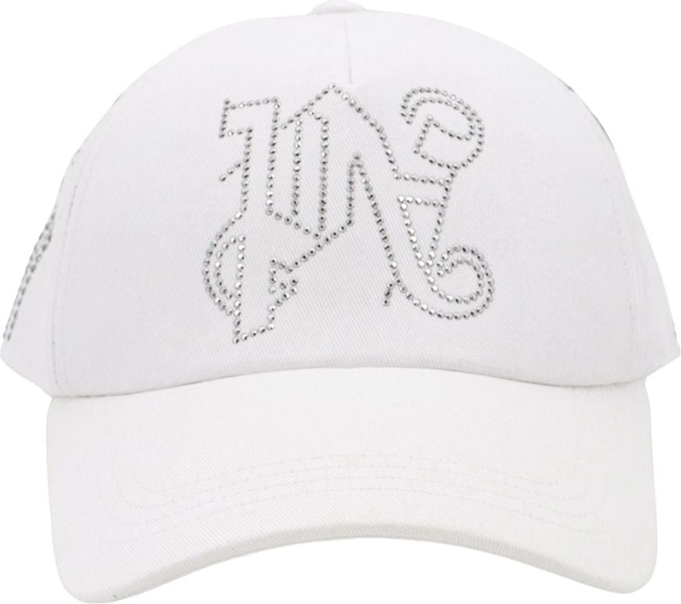 Palm Angels Cotton hat with strass details Wit