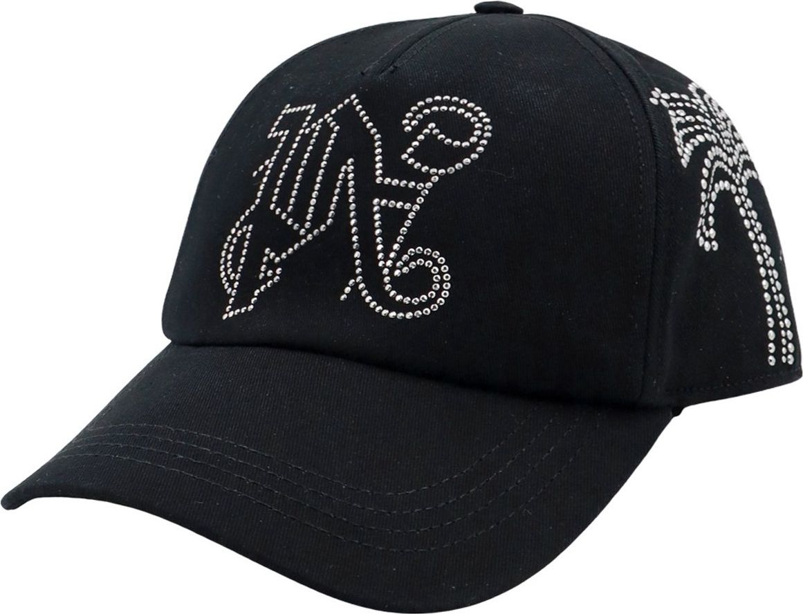 Palm Angels Cotton hat with strass details Zwart