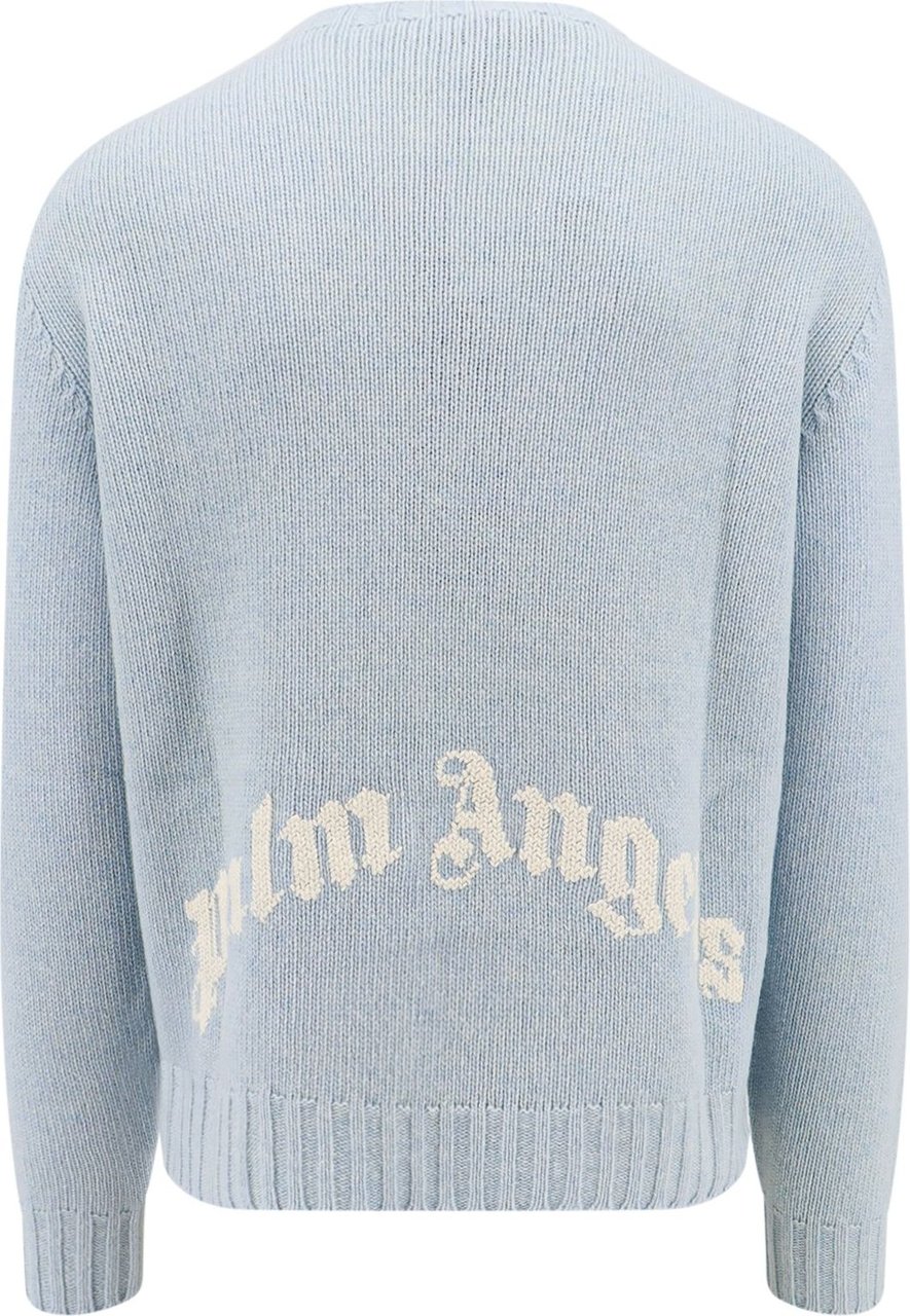 Palm Angels Wool sweater with embroidered logo Blauw