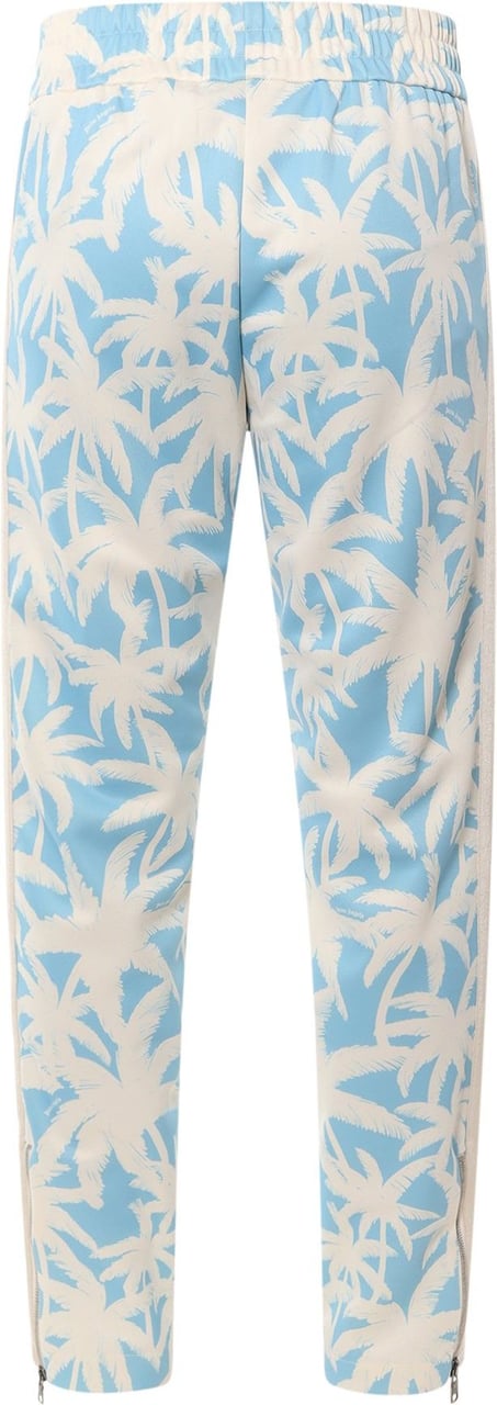 Palm Angels Nylon trouser with Palms Allover print Blauw