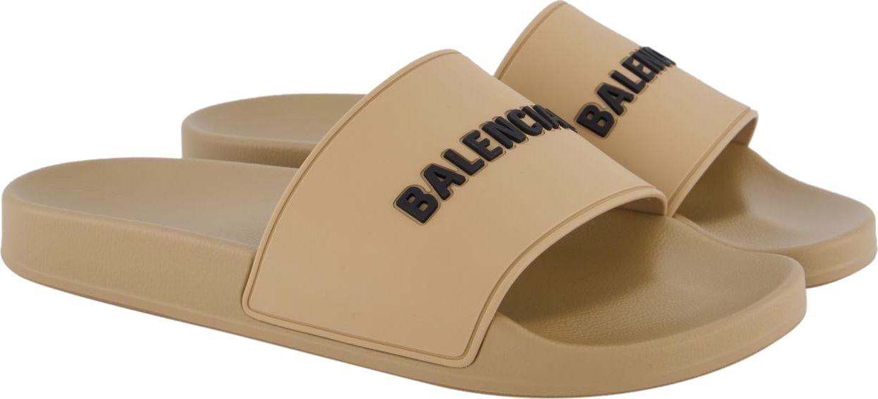 Balenciaga Dames Pool Slide Logo Beige Beige