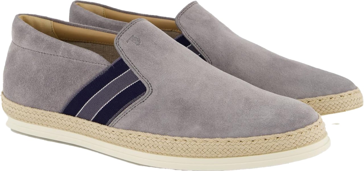 Tod's Heren Rafia Loafer Suede Grijs Grijs