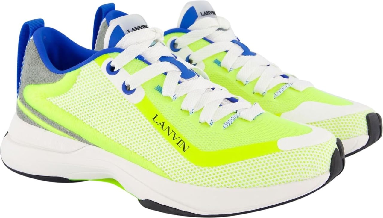Lanvin Heren L-I Mesh Sneaker Geel/Blauw Neutraal