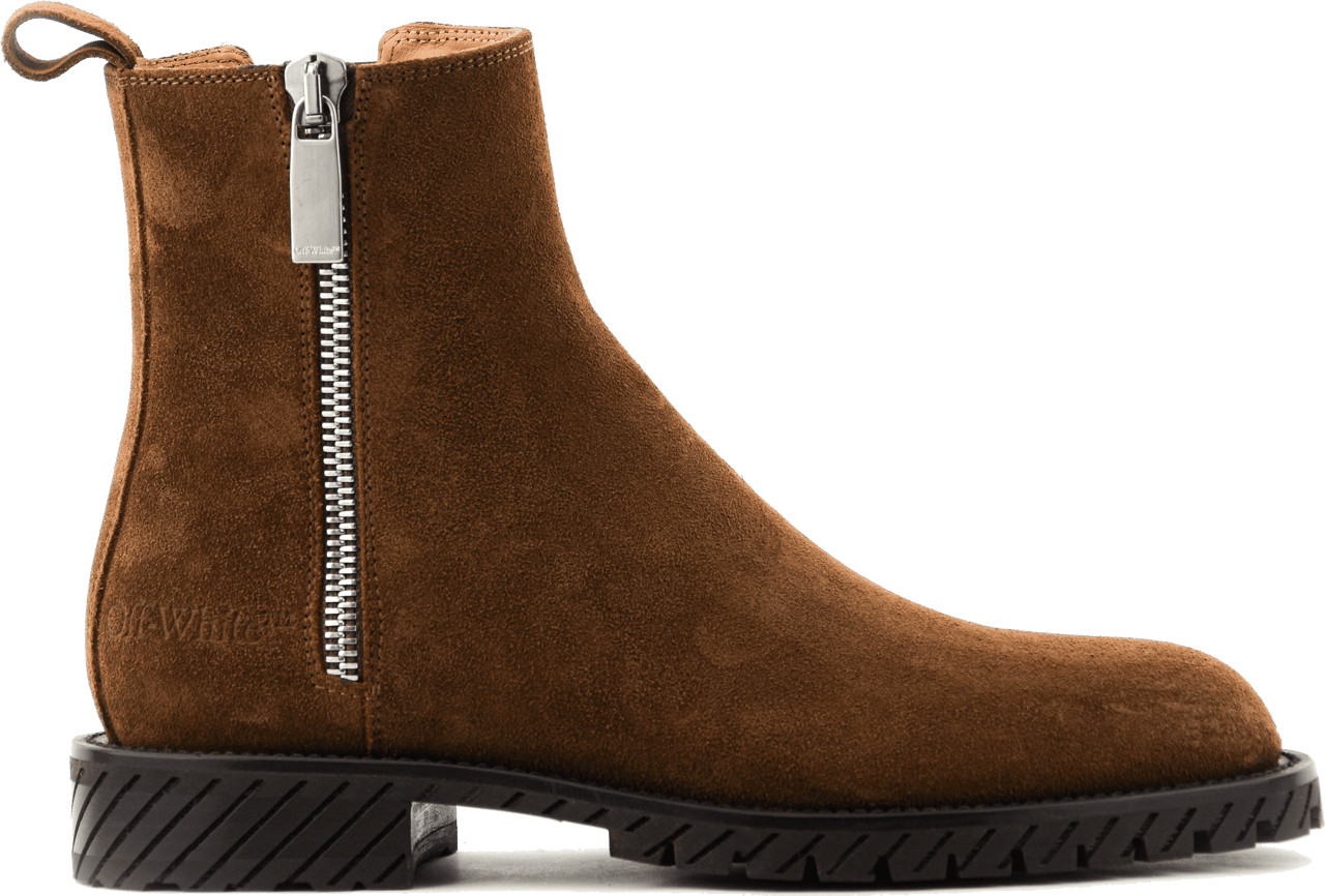 OFF-WHITE Combat Ankle Boot Suede B Bruin