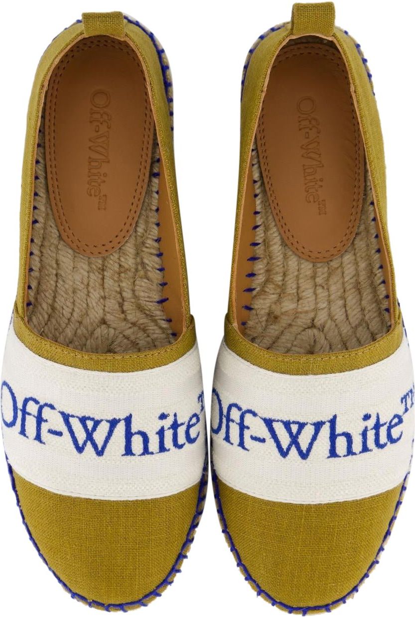 OFF-WHITE Dames Bookish Linen Espadrillas Groen