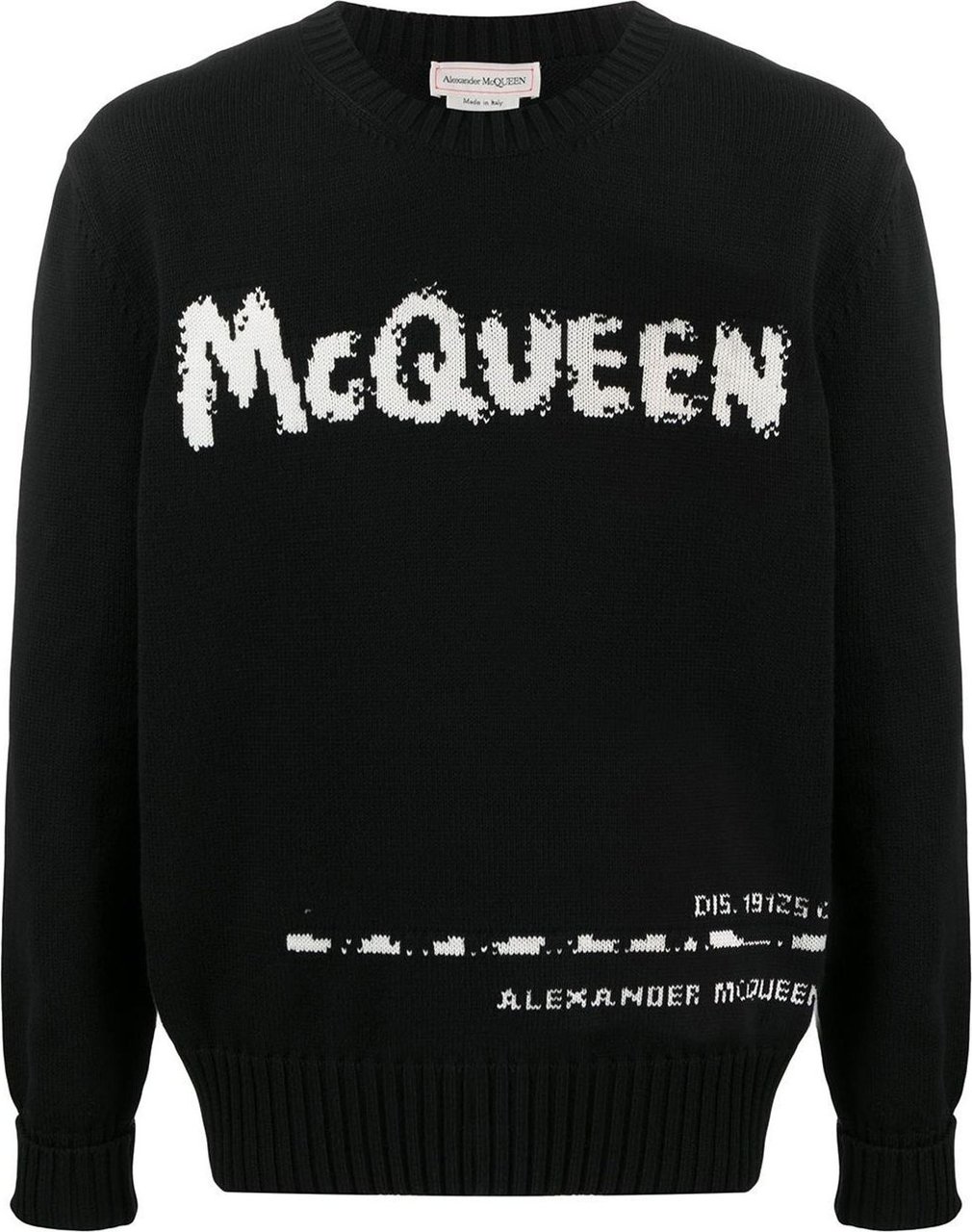 Alexander McQueen logo-intarsia crew-neck jumper Zwart