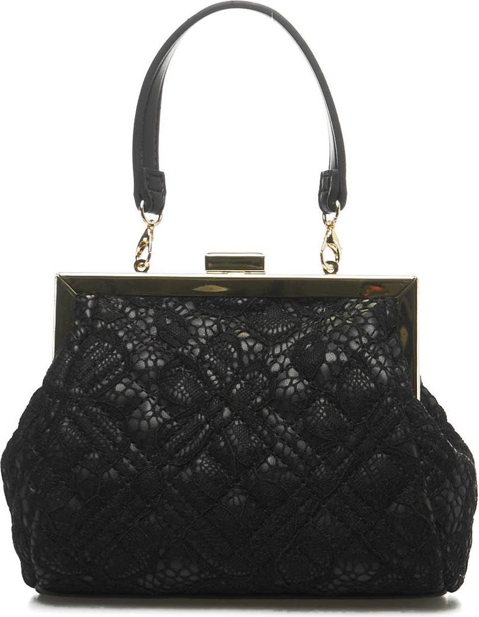 Love Moschino Granny bag with lace insert Zwart