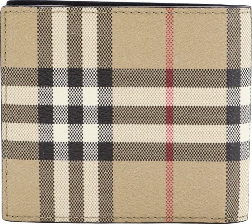 Burberry Caoted canvas wallet with check motif Beige