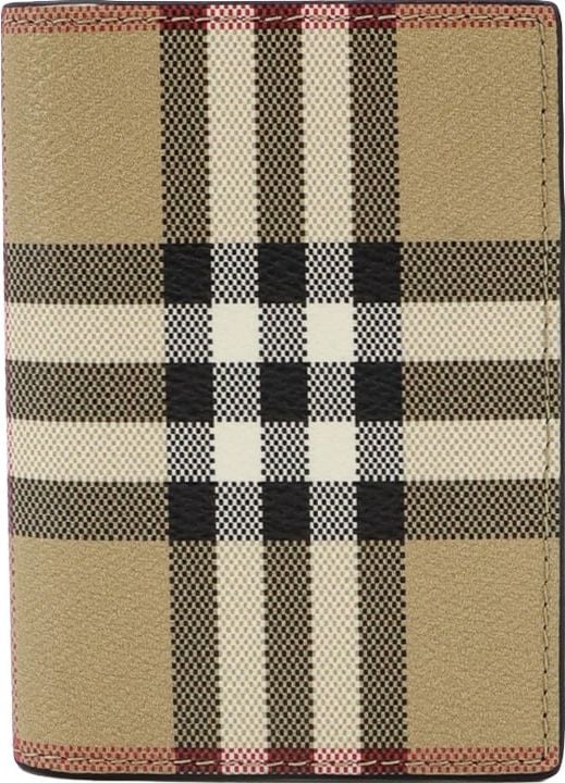 Burberry E-Canvas card holder with Vintage Check print Beige