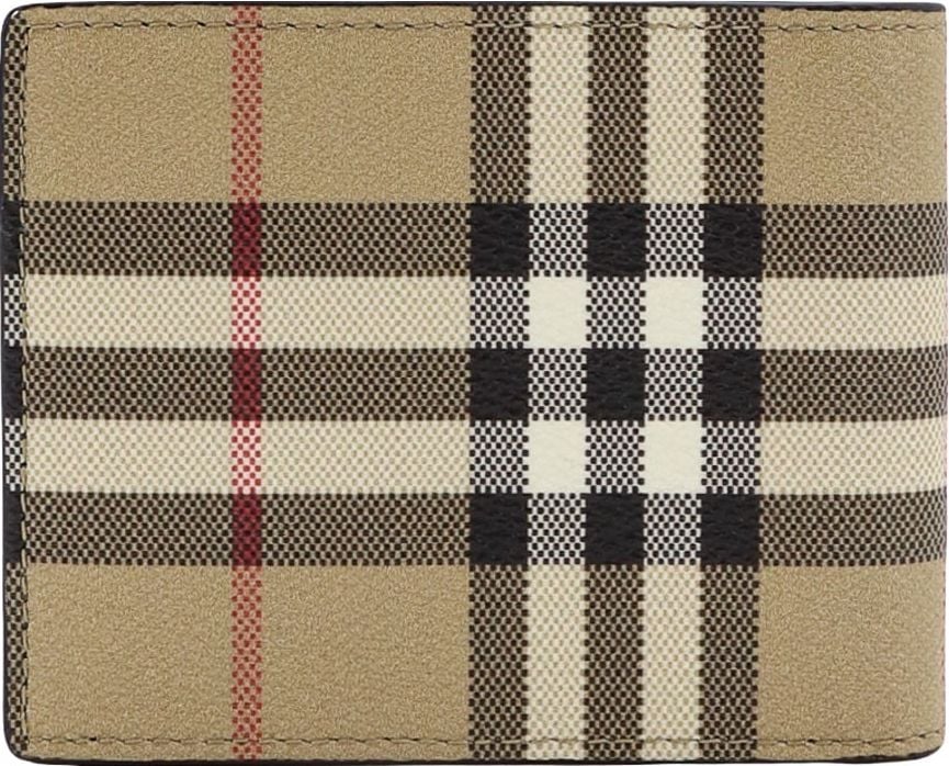 Burberry E-canvas wallet with Vintage Check print Beige
