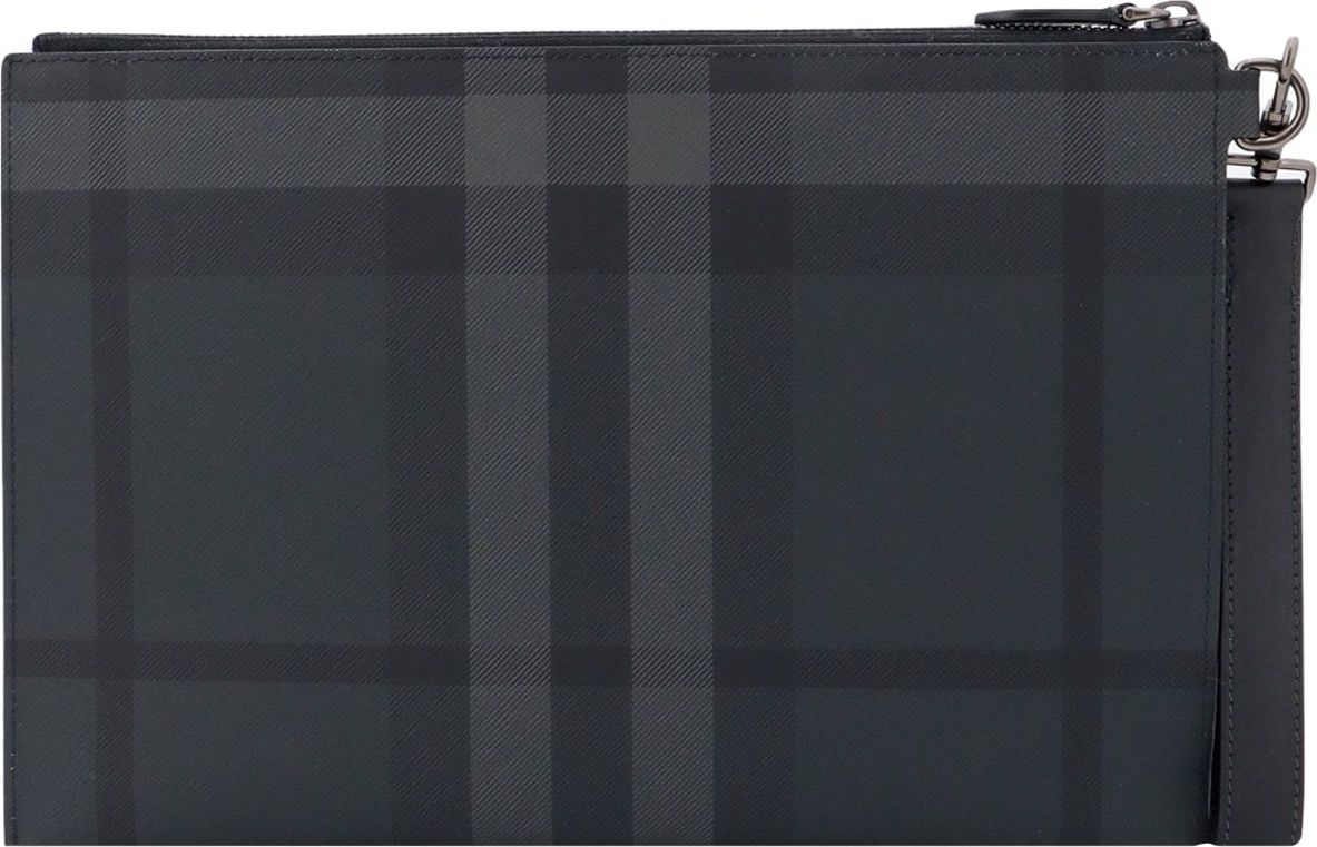 Burberry Coated canvas clutch with check motif Grijs