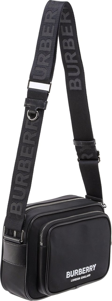 Burberry Econyl shoulder bag with logo print Zwart