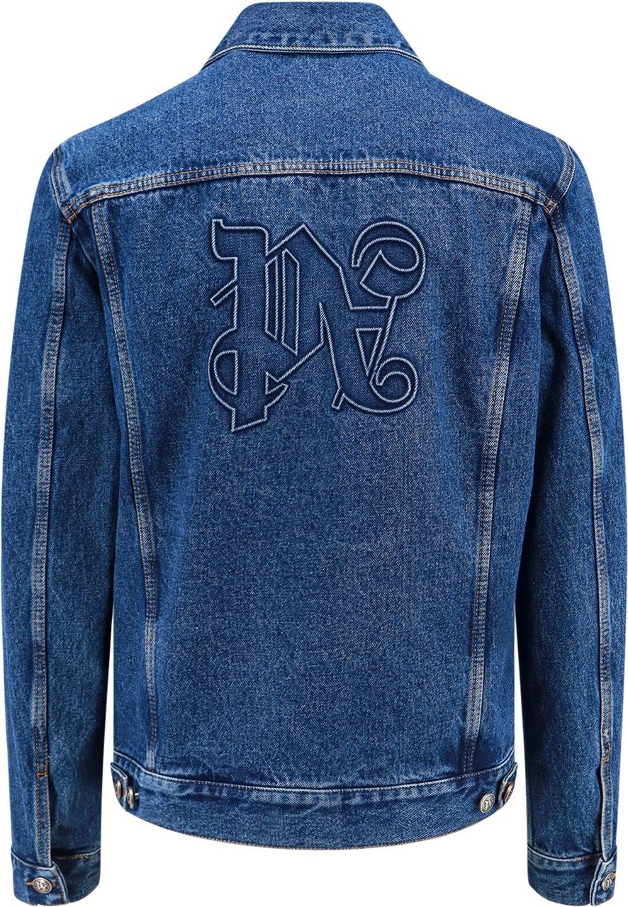 Palm Angels Denim jacket with Monogram detail Blauw