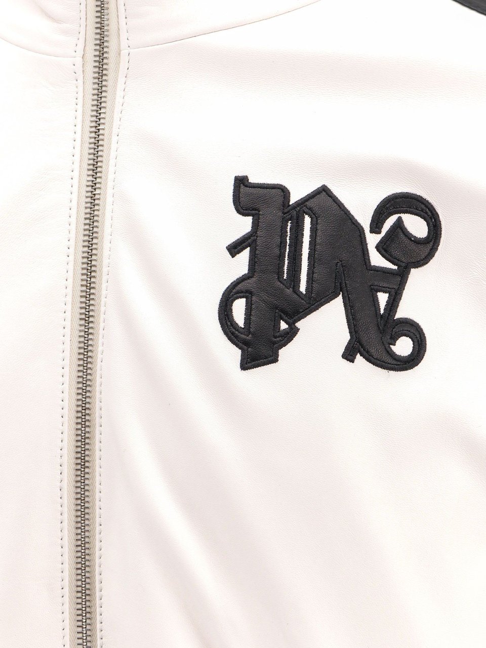 Palm Angels Leather jacket with Monogram patch Wit