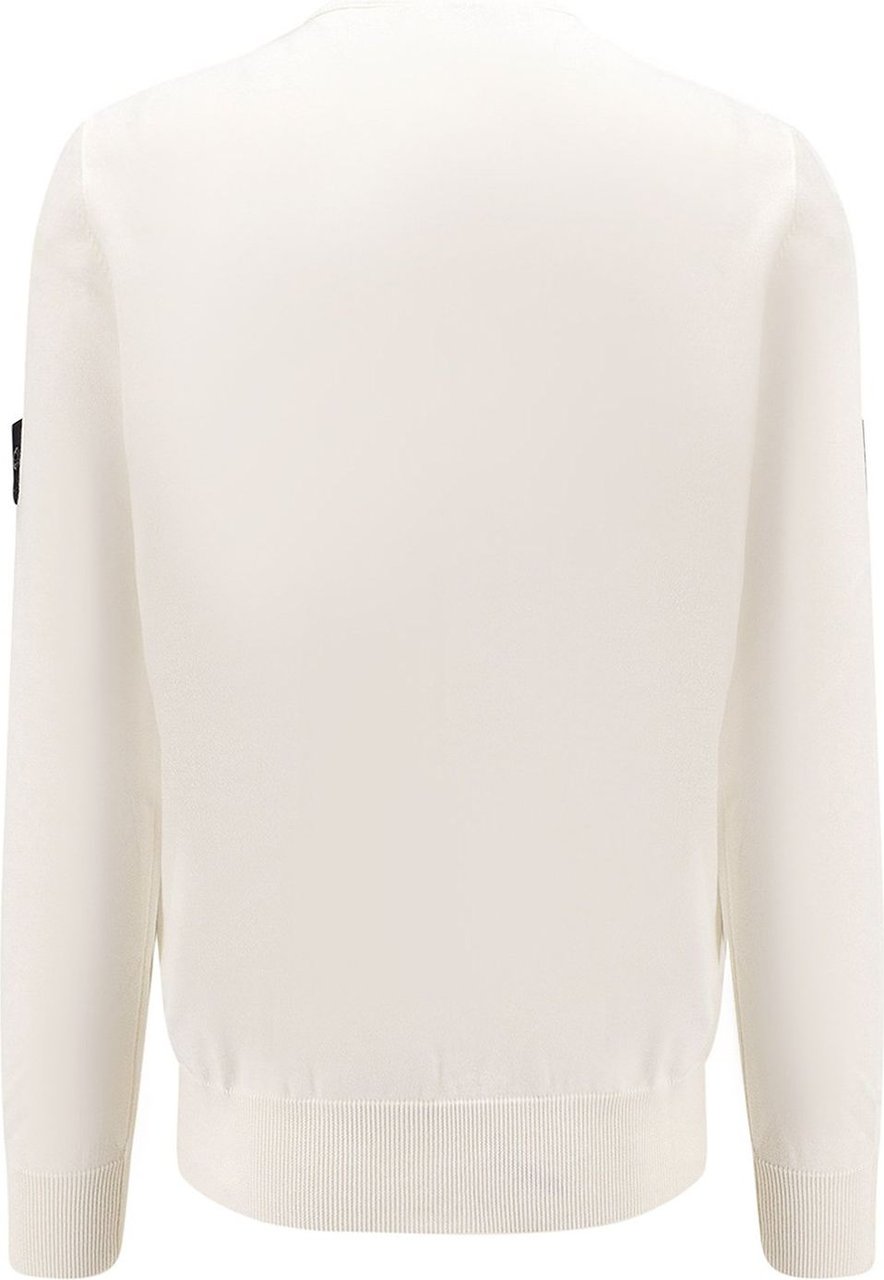 Stone Island Organic cotton sweater with logo patch Wit