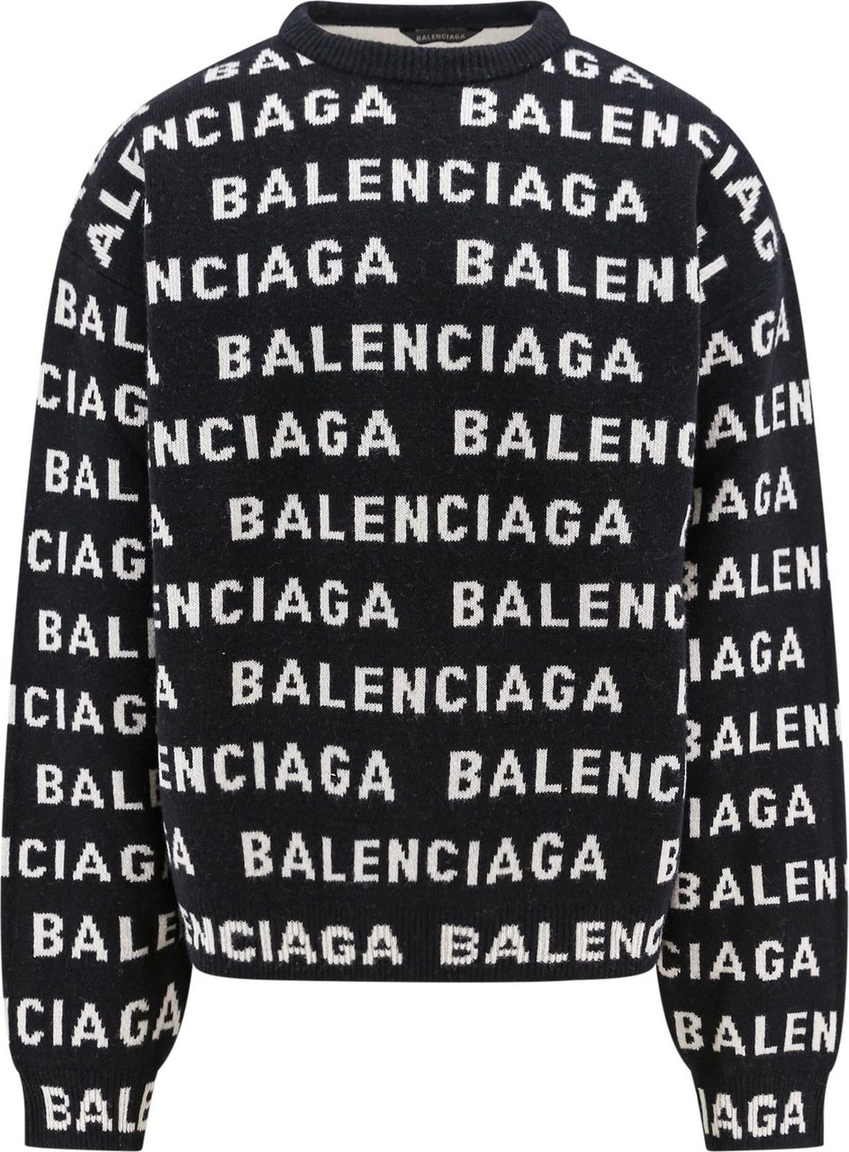 Balenciaga Wool sweater with all-over logo Zwart