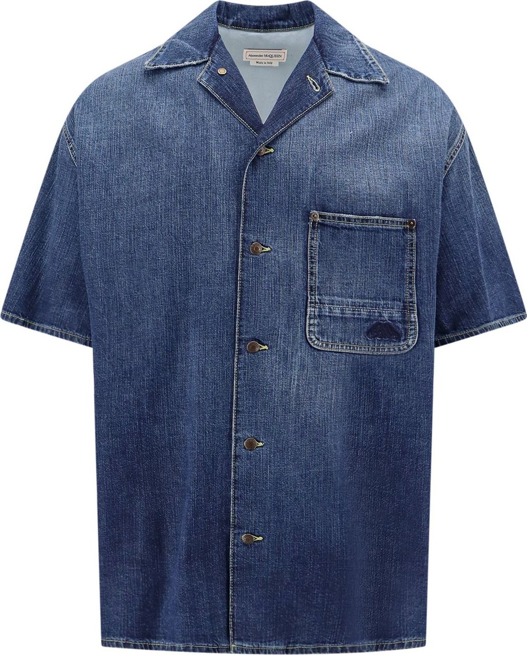 Alexander McQueen Denim shirt with logo detail Blauw