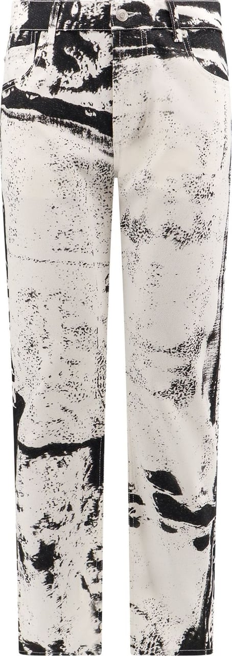 Alexander McQueen Cotton trouser with BlackeWhite print Wit