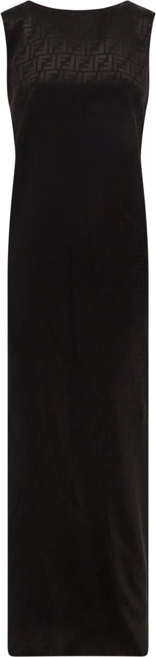 Fendi Silk dress with all-over FF motif Zwart