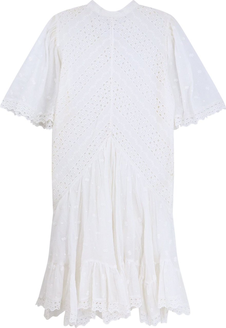 Isabel Marant Biologic cotton chemisier dress with all-over embroideries Wit