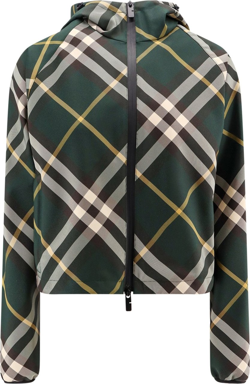 Burberry Nylon jacket with check motif Groen