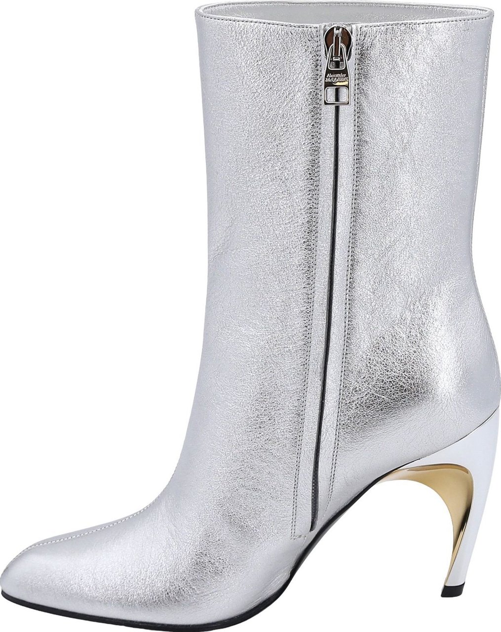 Alexander McQueen Laminated leather ankle boots Zilver
