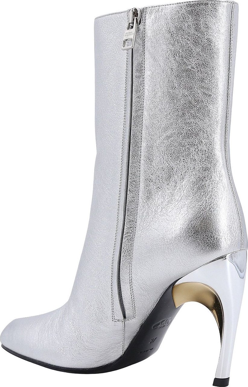 Alexander McQueen Laminated leather ankle boots Zilver