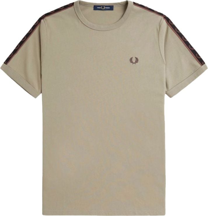 Fred Perry Fred Perry Contrast Tape Ringer T-Shirt Warm Grey/Carrington Brick Bruin