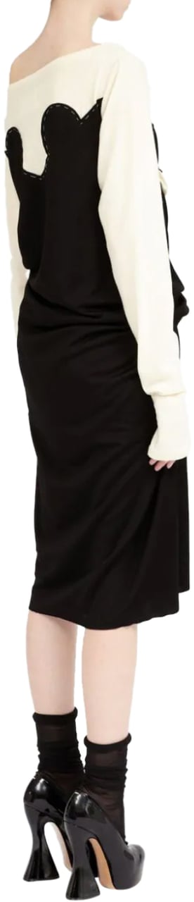 Maison Margiela Midi Dress Black/white Wit