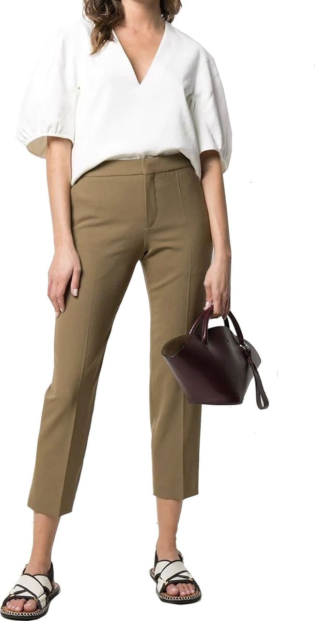 Chloé Chloe' Cropped Tailored Trousers Bruin