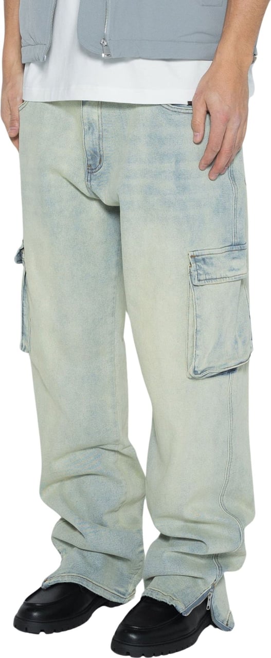 Don't Waste Culture Yerome Zip cargo light jeans Blauw