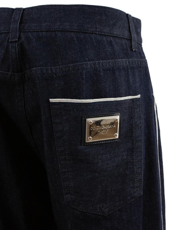 Dolce & Gabbana Heren Selvedge Denim Brandedtag Blau Blauw