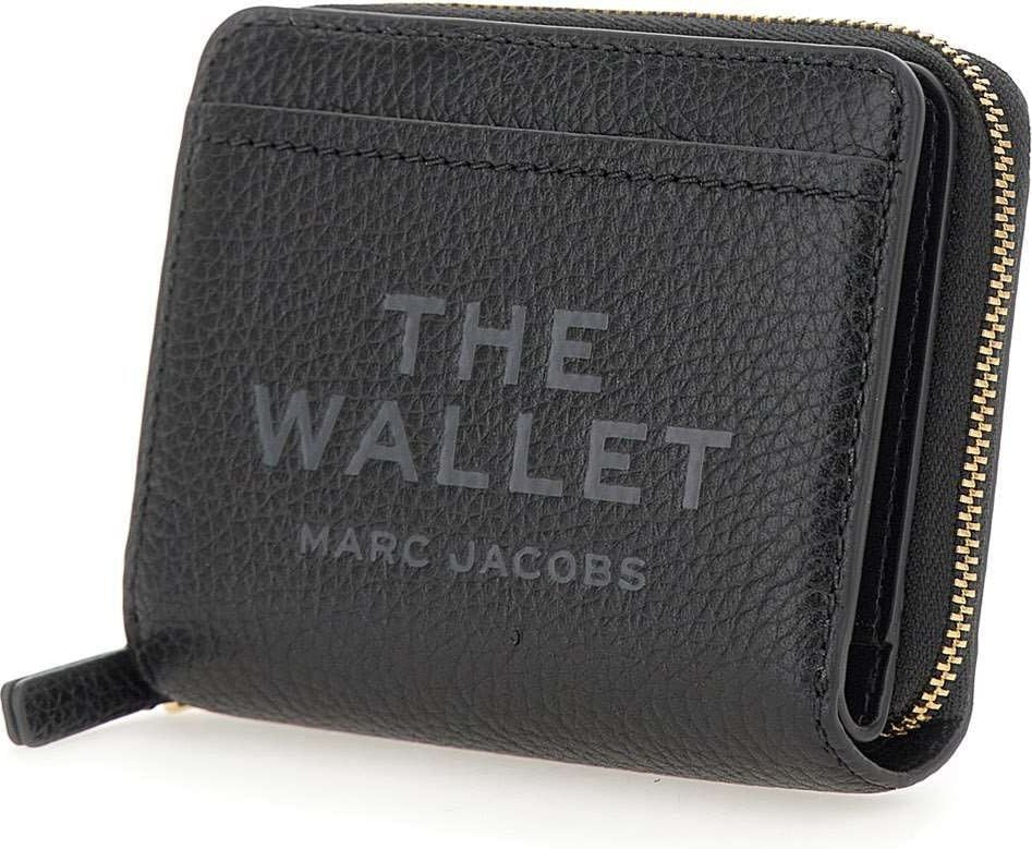 Marc Jacobs The Leather Mini Compact Black Wallet Black Zwart