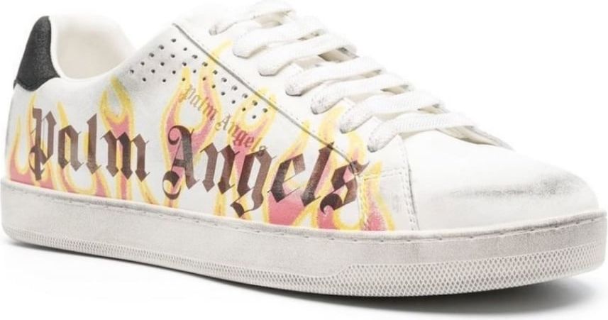 Palm Angels Spray Print Flame Logo Sneakers Wit