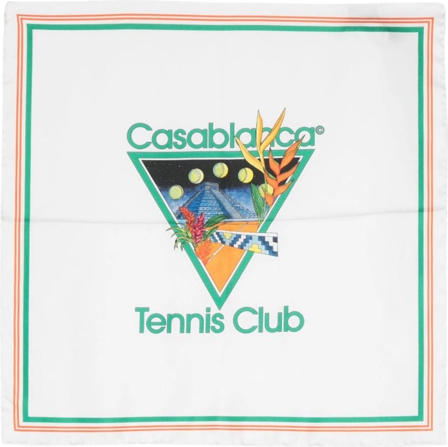 Casablanca Tennis Club Icon Logo Silk Scarf Wit